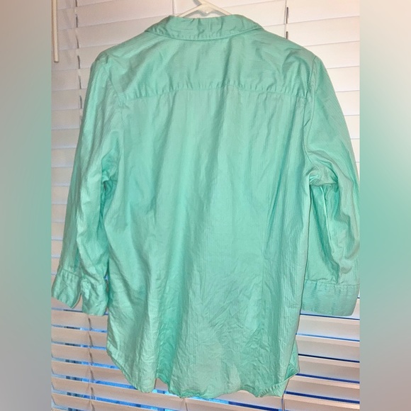 Kim Rogers Three Quarter Sleeve Mint Green Button Up - Picture 2 of 5